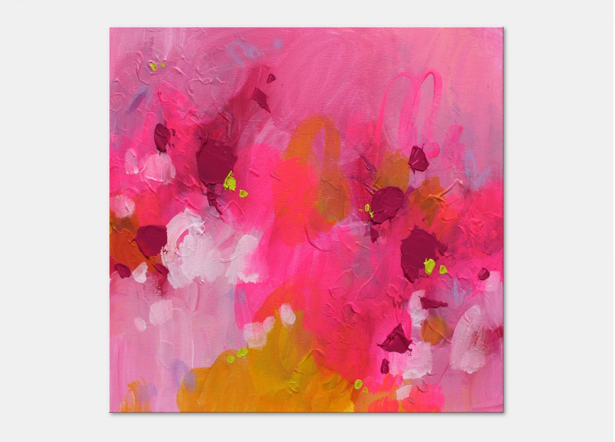 Small abstract art on canvas, Pink painting